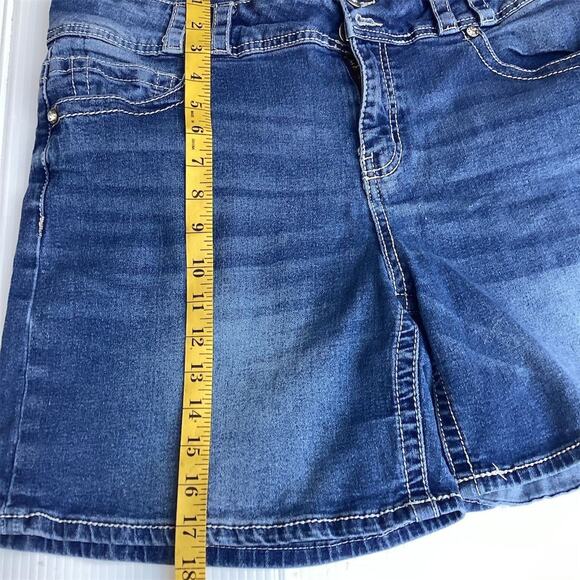 Copper Flash Women's Size 14 CURVY Blue Denim Mini Skirt Embroidered Pockets - Picture 6 of 10